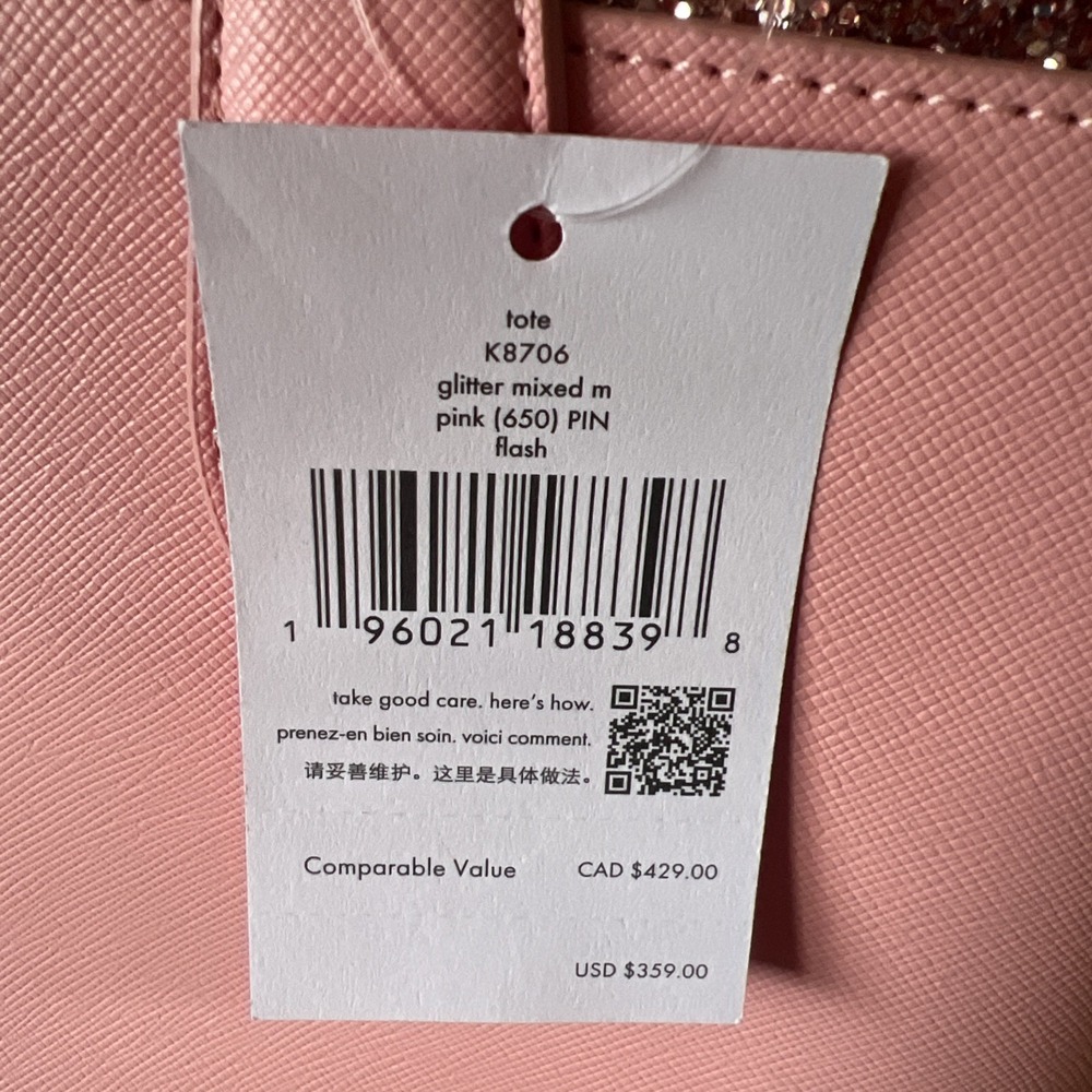 Kate‎ Spade New York Flash Glitter Pink Tote Saffiano K8706 - Picture 8 of 16